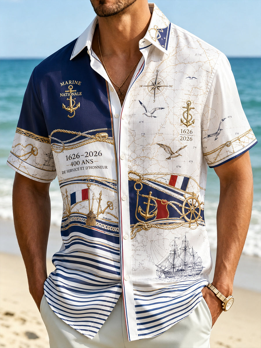Chemise française de la Marine pour homme à manches courtes