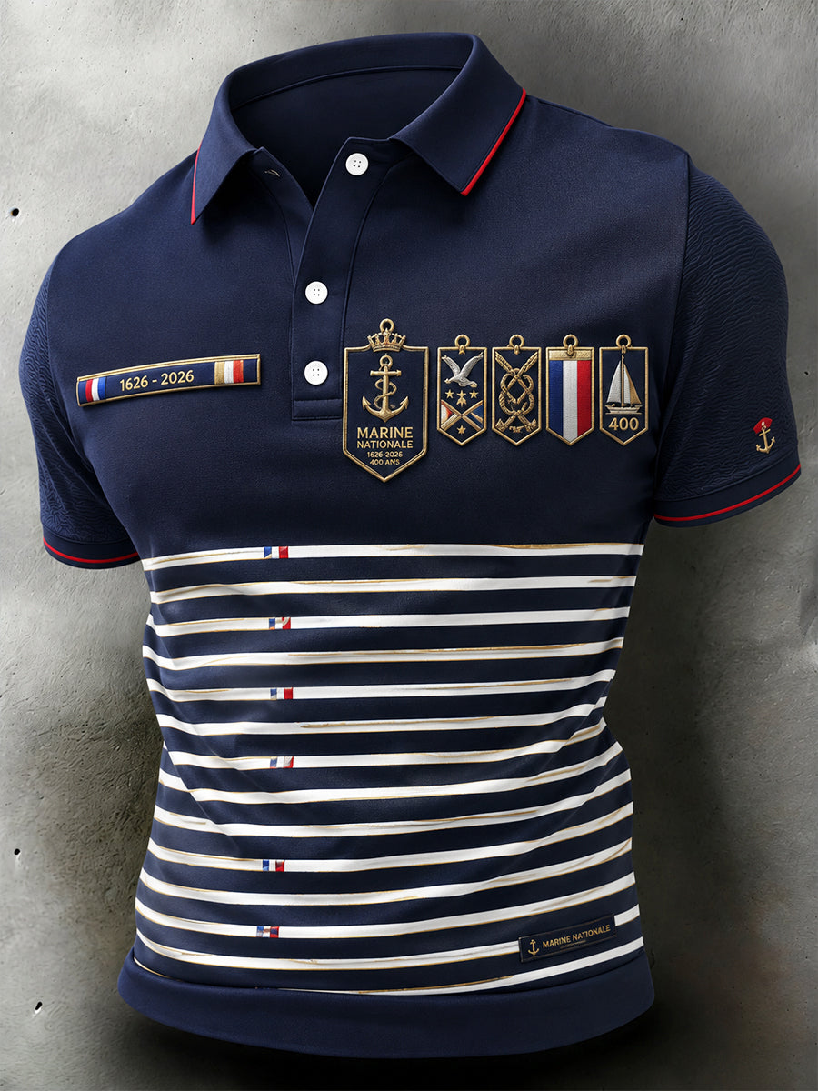 Chemise à manches courtes bleu marine pour homme