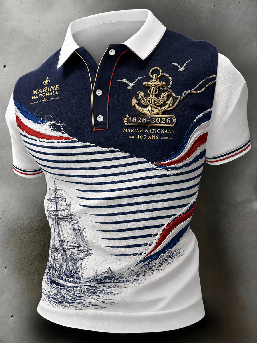 Chemise à manches courtes bleu marine pour homme