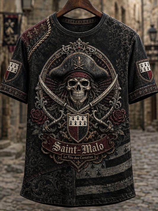 T-shirt manches courtes gothique France pour homme, Saint-Malo Privateer