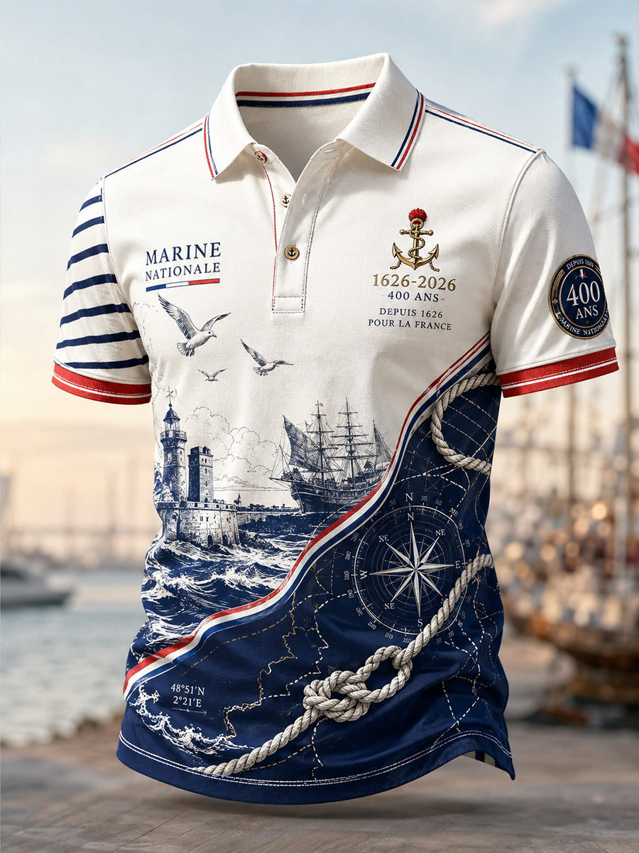 Chemise à manches courtes bleu marine pour homme