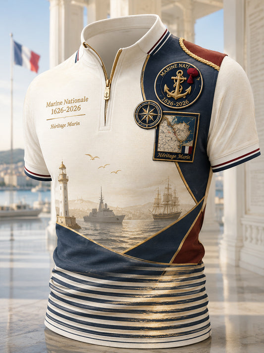Chemise à manches courtes bleu marine pour homme
