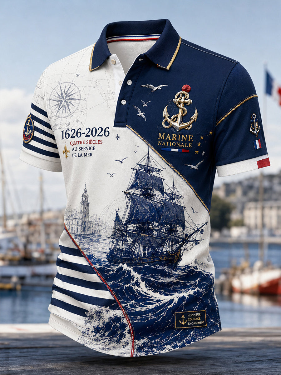 Chemise à manches courtes bleu marine pour homme