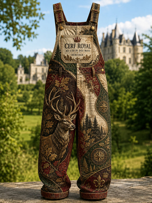 Pantalons à bretelles pour homme, imprimé saison de chasse française