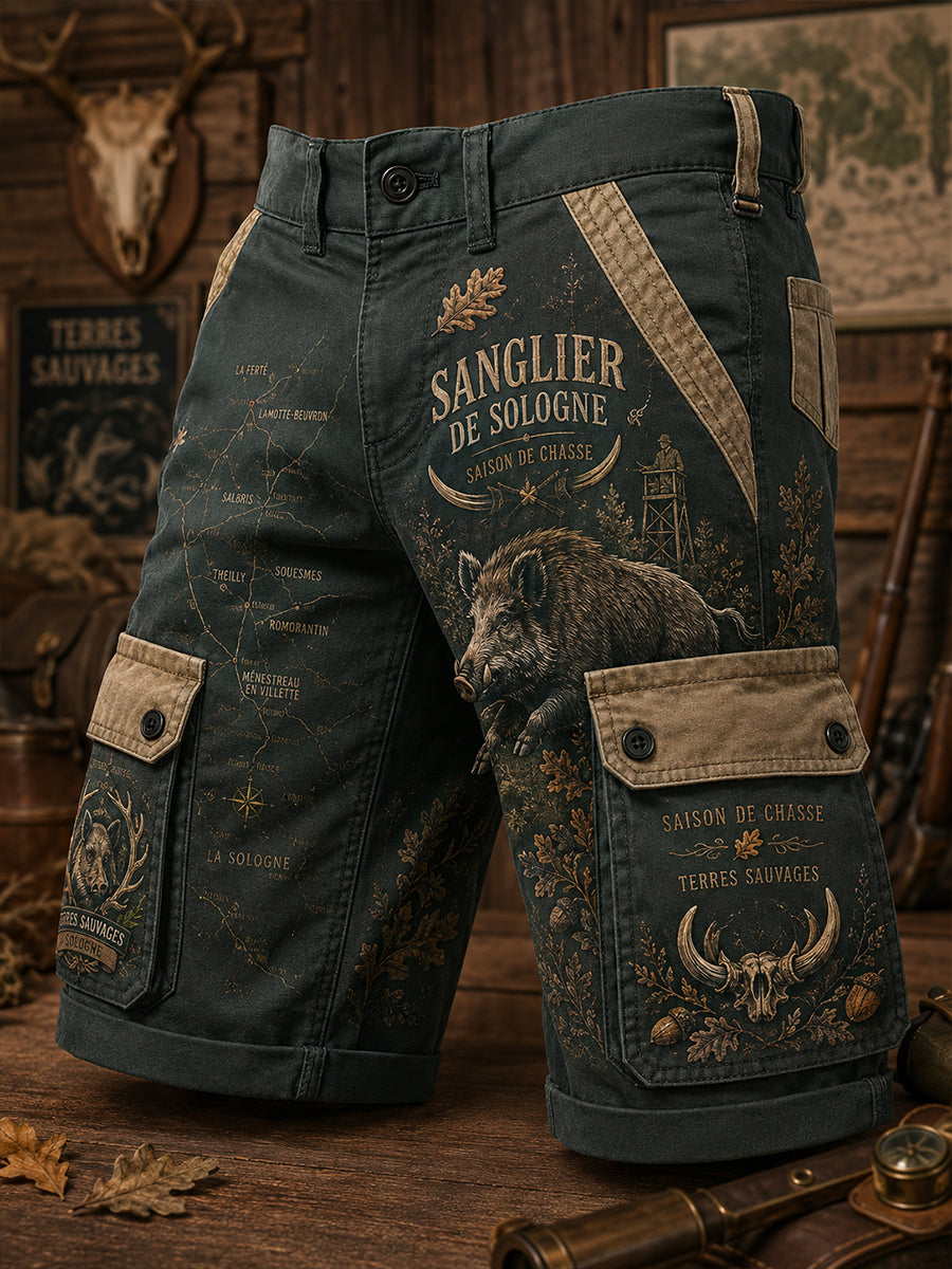 Shorts décontractés pour homme à motif chasse française