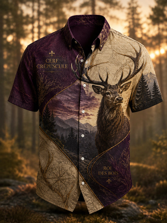 Chemise décontractée de chasse française pour homme à manches courtes