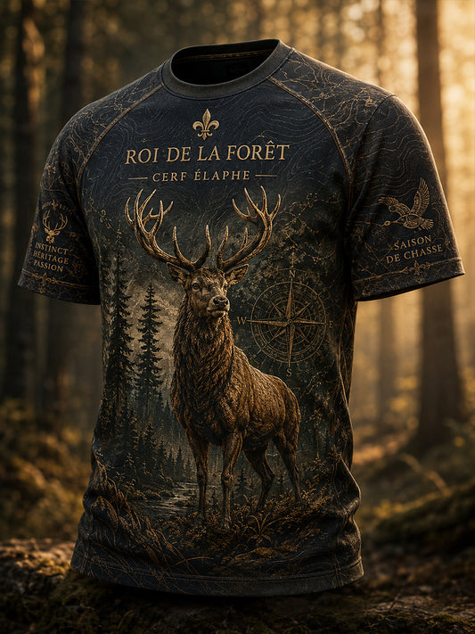 T-shirt manches courtes de saison de chasse française pour hommes