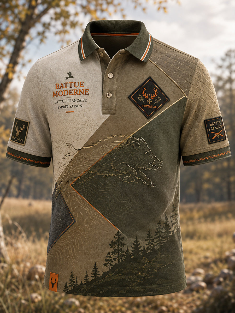 T-shirt manches courtes de saison de chasse française pour hommes
