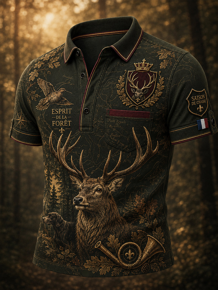 T-shirt manches courtes de saison de chasse française pour hommes