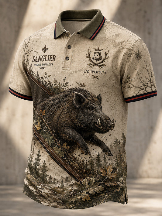 T-shirt manches courtes de saison de chasse française pour hommes
