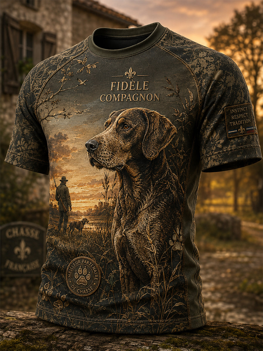 T-shirt manches courtes de saison de chasse française pour hommes