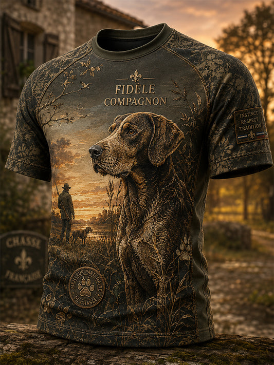 T-shirt manches courtes de saison de chasse française pour hommes