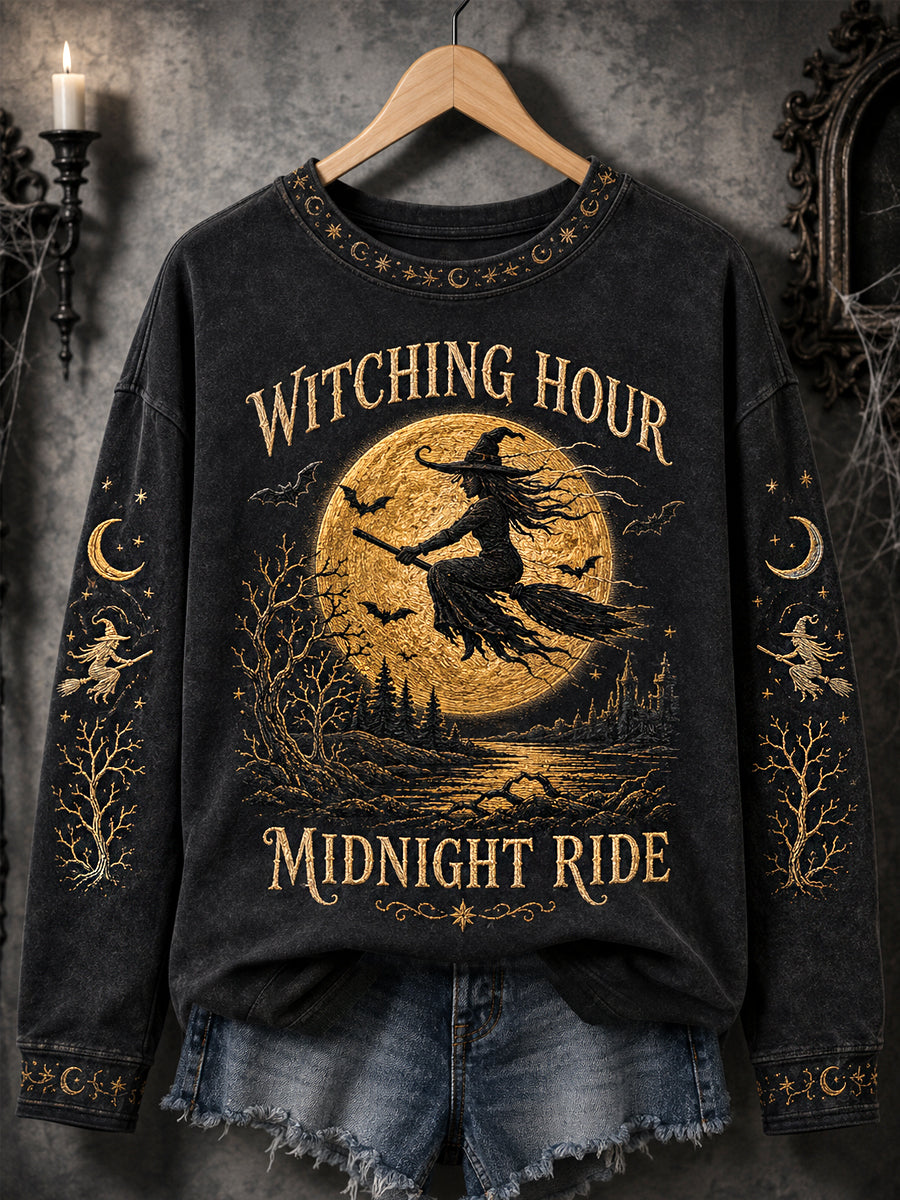 Sweat-shirt décontracté humoristique pour femme, imprimé sorcière d’Halloween