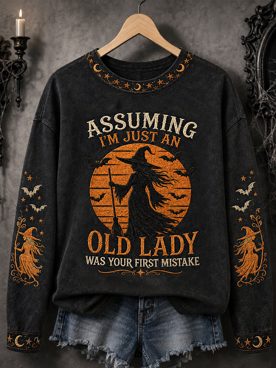 Sweat-shirt décontracté humoristique pour femme, imprimé sorcière d’Halloween