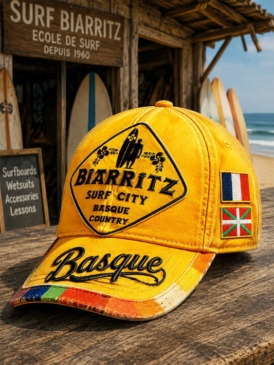 Chapeau Décontracté Jaune à Imprimé Basque de Biarritz Français