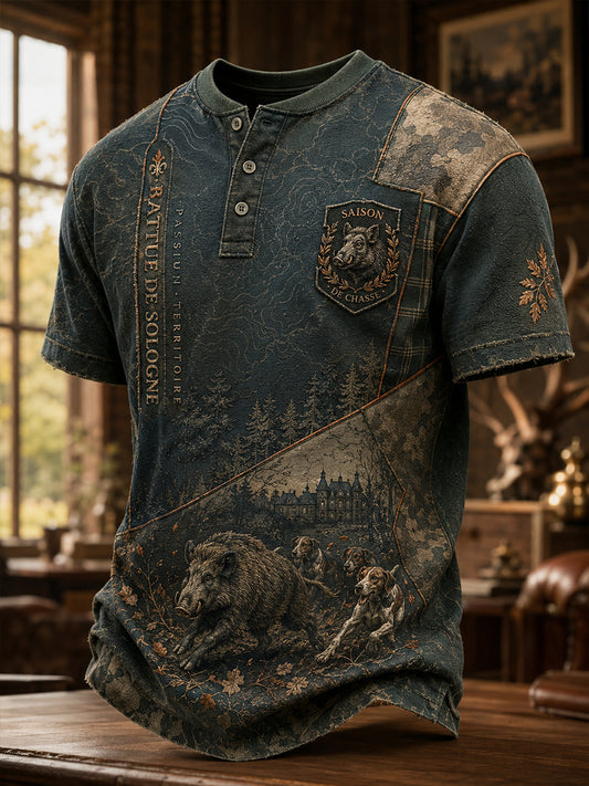 T-shirt manches courtes de saison de chasse française pour hommes
