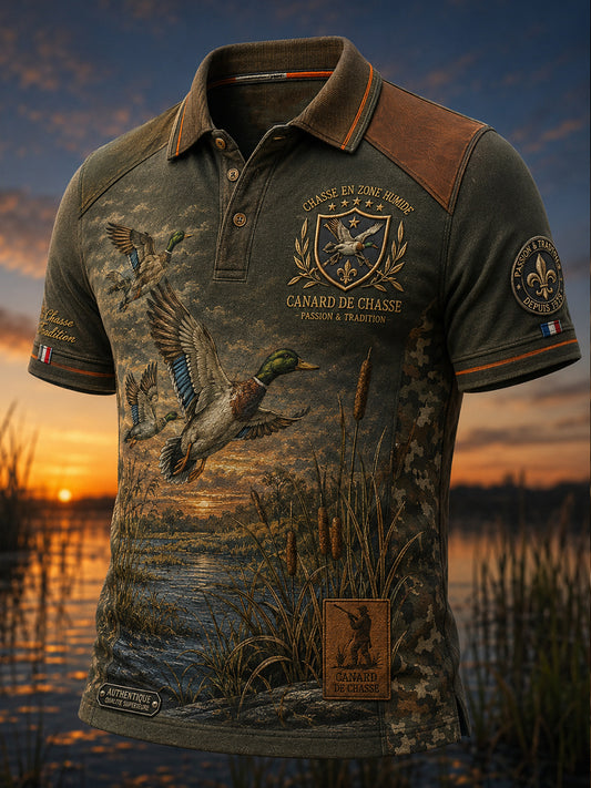T-shirt à manches courtes pour la saison de chasse française, modèle homme