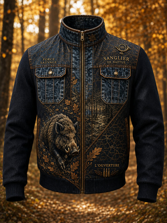Veste en patchwork de chasse pour homme, style français