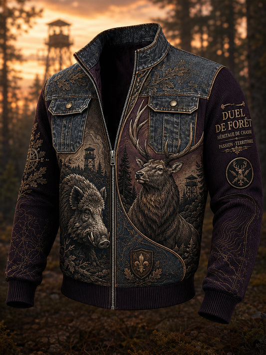 Veste en patchwork de chasse pour homme, style français