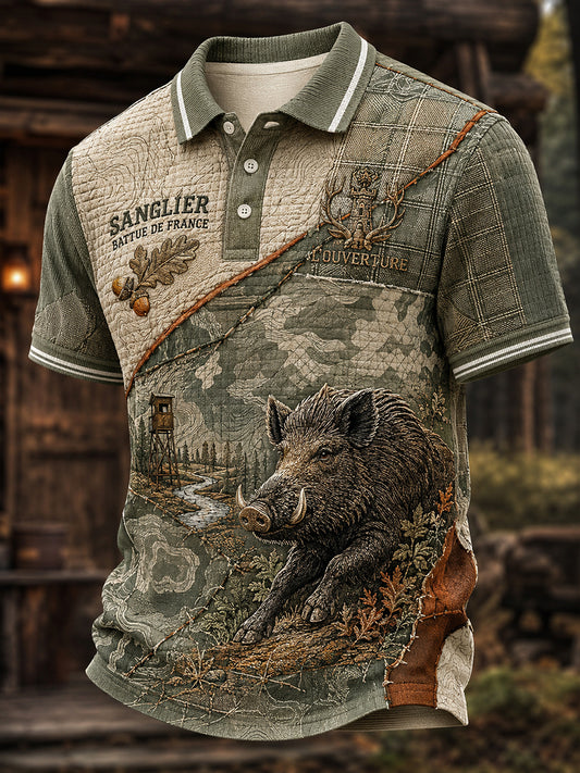 Chemise française de chasse à manches courtes pour homme