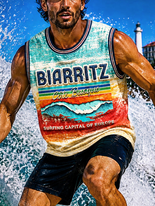 Gilet décontracté pour homme à imprimé graffiti basque français