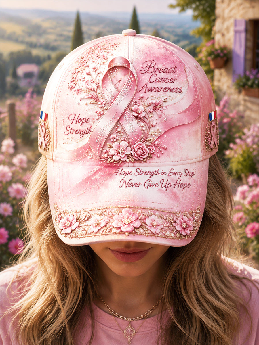 Chapeau décontracté imprimé pour la sensibilisation au cancer du sein en octobre, modèle femme, style français