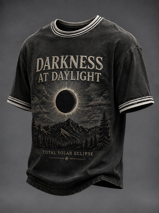 T-shirt graphique vintage pour hommes de l'éclipse solaire européenne
