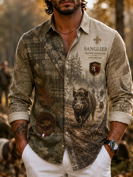 Chemise en gaufre de chasse française pour homme