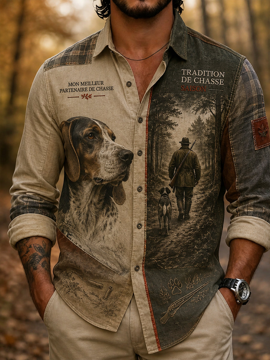 Chemise en gaufre de chasse française pour homme