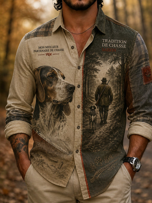 Chemise en gaufre de chasse française pour homme