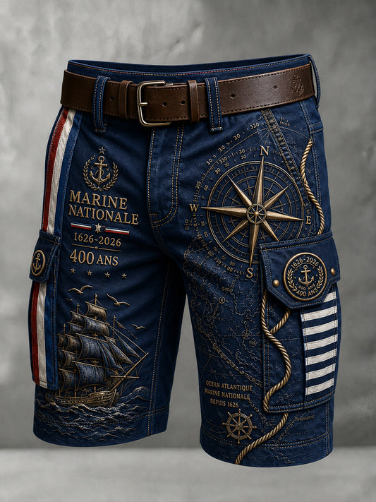 Short Décontracté Homme Marine Française Imprimé Art
