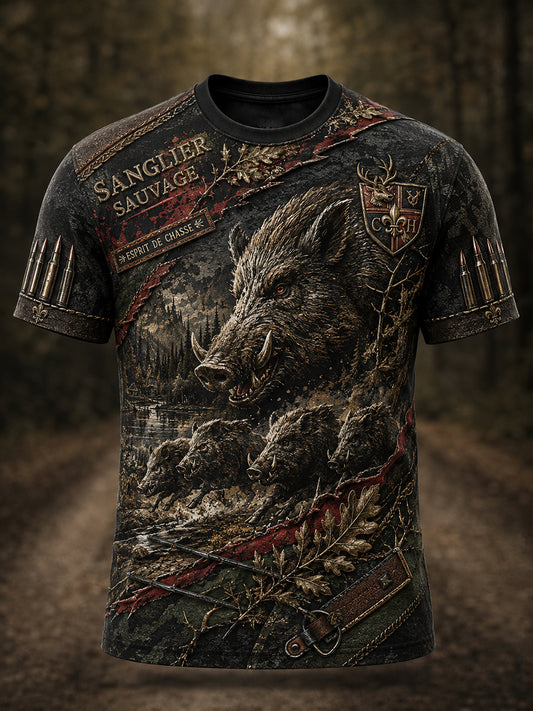 Chemise française de chasse à manches courtes pour homme