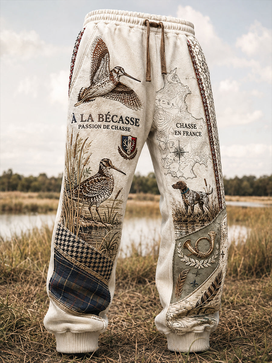 Pantalons de survêtement décontractés pour homme, imprimé saison de chasse française