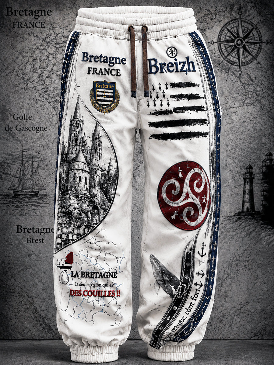 Pantalon De Sport Décontracté Homme Blanc Style Breton Imprimé Celtique