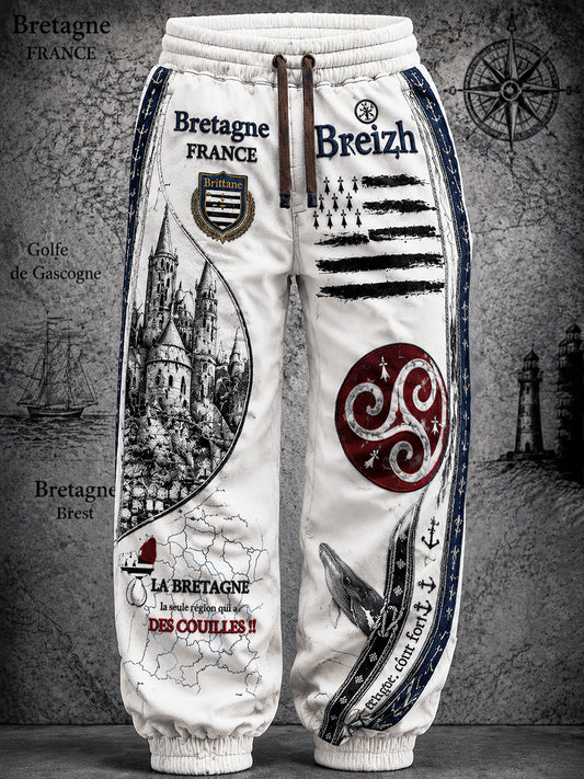 Pantalon De Sport Décontracté Homme Blanc Style Breton Imprimé Celtique