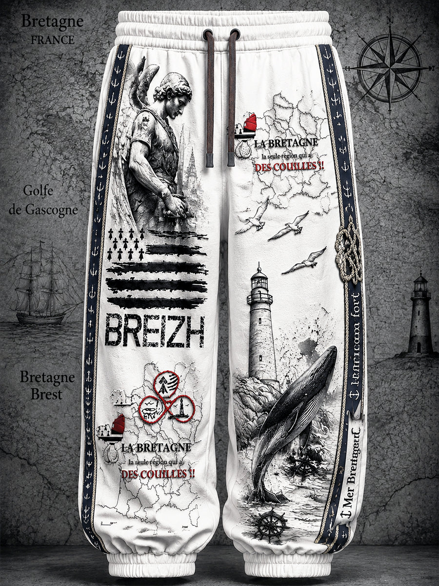 Pantalon de sport décontracté blanc français bretagne celtique pour homme
