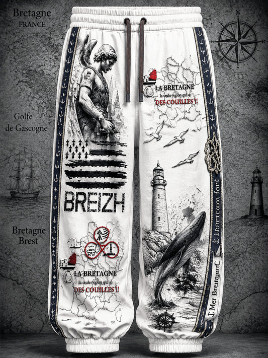 Pantalon de sport décontracté blanc français bretagne celtique pour homme