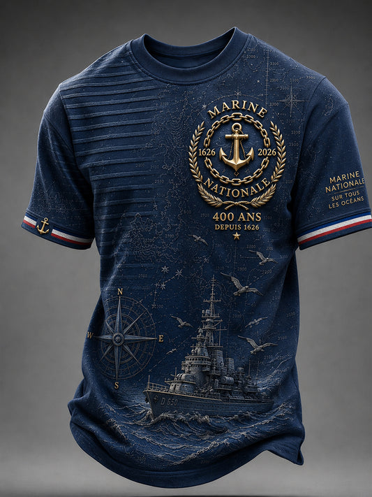 T-shirt manches courtes bleu marine pour homme