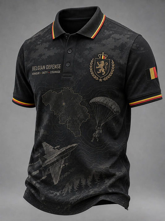 Polo homme à manches courtes au motif vintage de style militaire