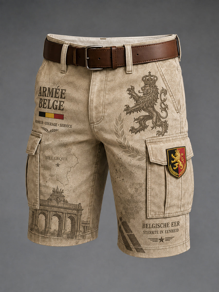 Pantalon cargo court pour homme au motif vintage de style militaire