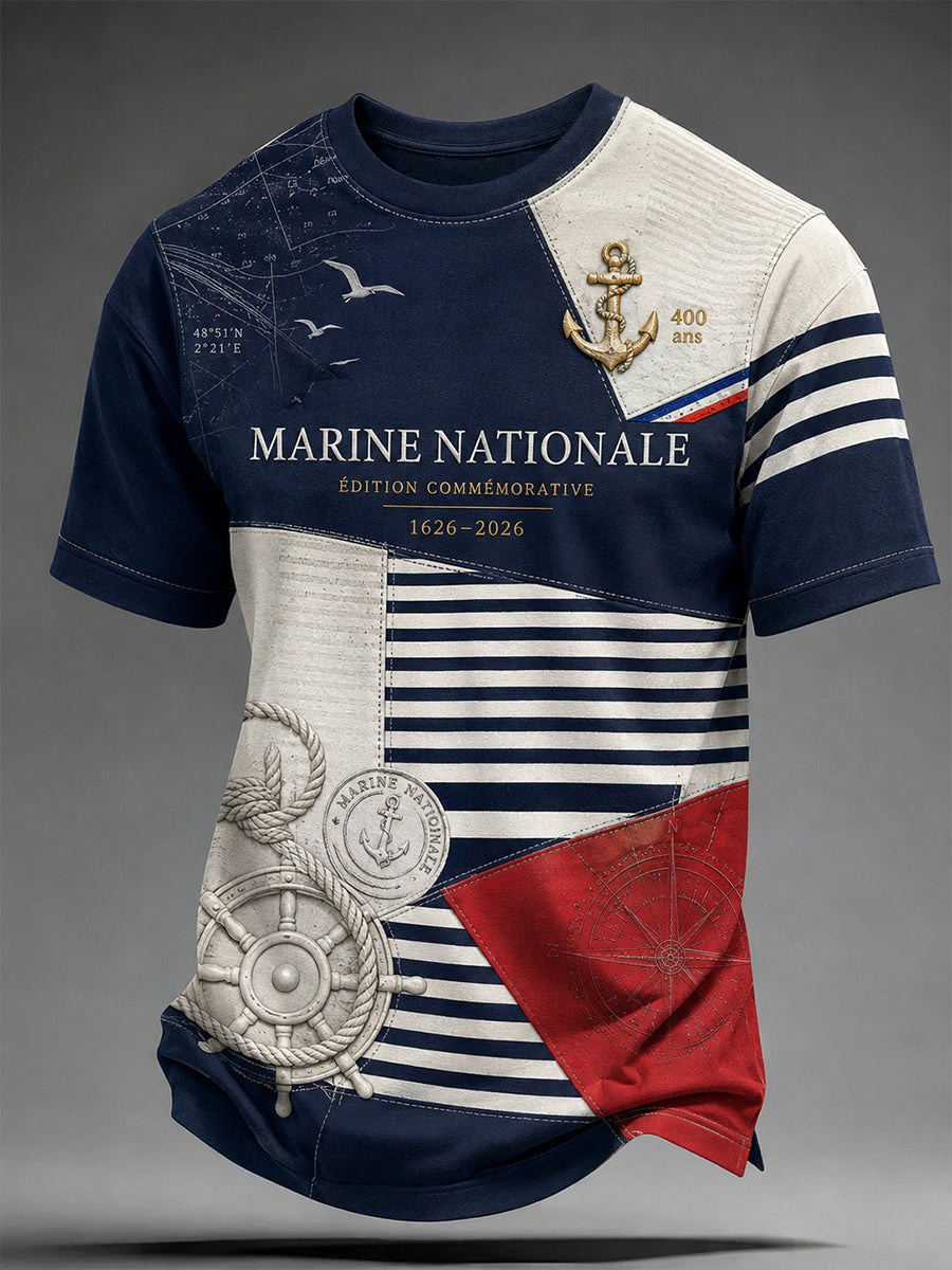 T-shirt manches courtes bleu marine pour homme