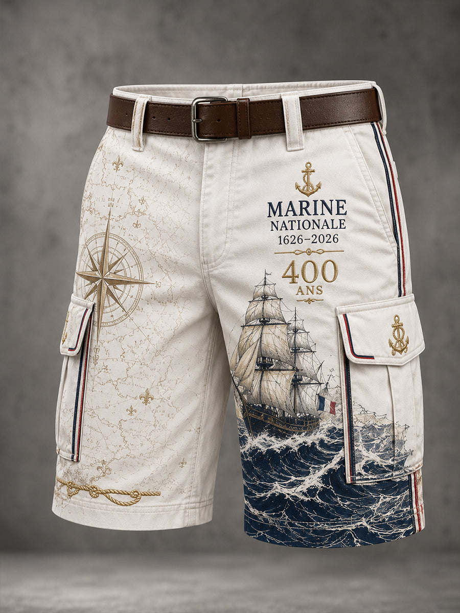 Short Décontracté Homme Marine Française Imprimée
