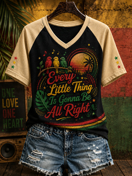 T-shirt femme à col en V et manches raglan, orné d’un slogan amusant et d’un imprimé graphique