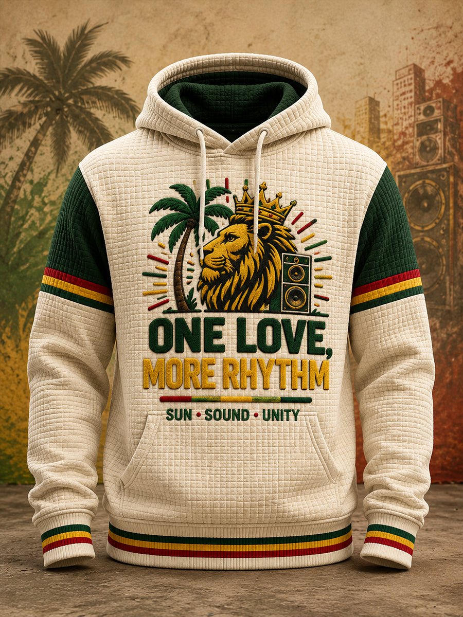 Sweat à capuche en maille gaufre pour homme, orné d’un imprimé humoristique au thème reggae