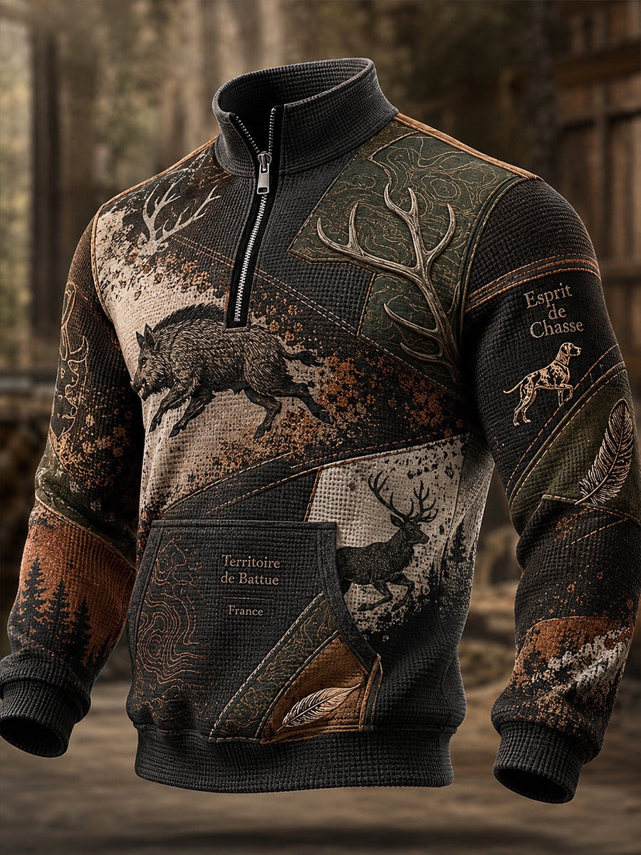 T-shirt à manches longues pour hommes French Hunting Season Waffle