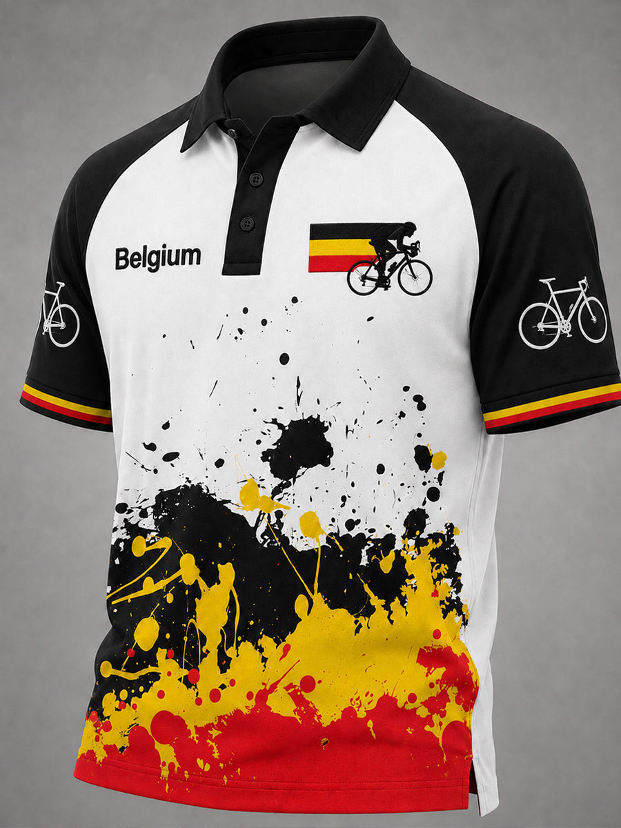 Polo Raglan Imprimé Cyclo-cross Belgium Homme