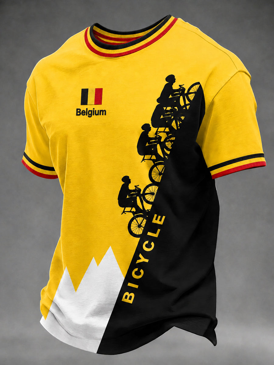 T-shirt homme Belge de cyclo-cross, imprimé vintage, à la mode, ample à manches courtes