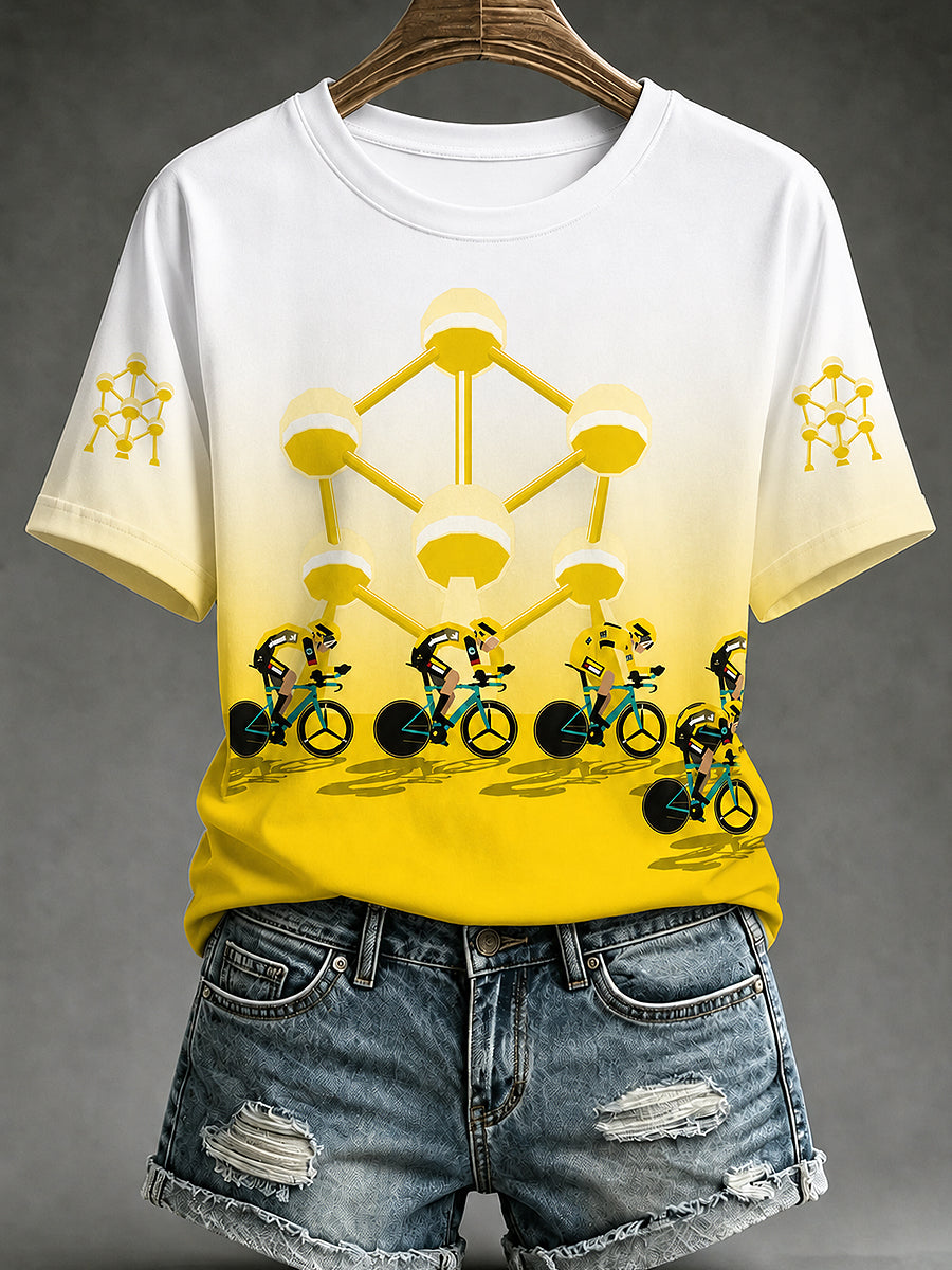 T-shirt femme Belge de cyclo-cross, imprimé vintage, à la mode, ample et à manches courtes