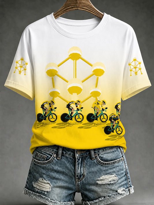 T-shirt femme Belge de cyclo-cross, imprimé vintage, à la mode, ample et à manches courtes