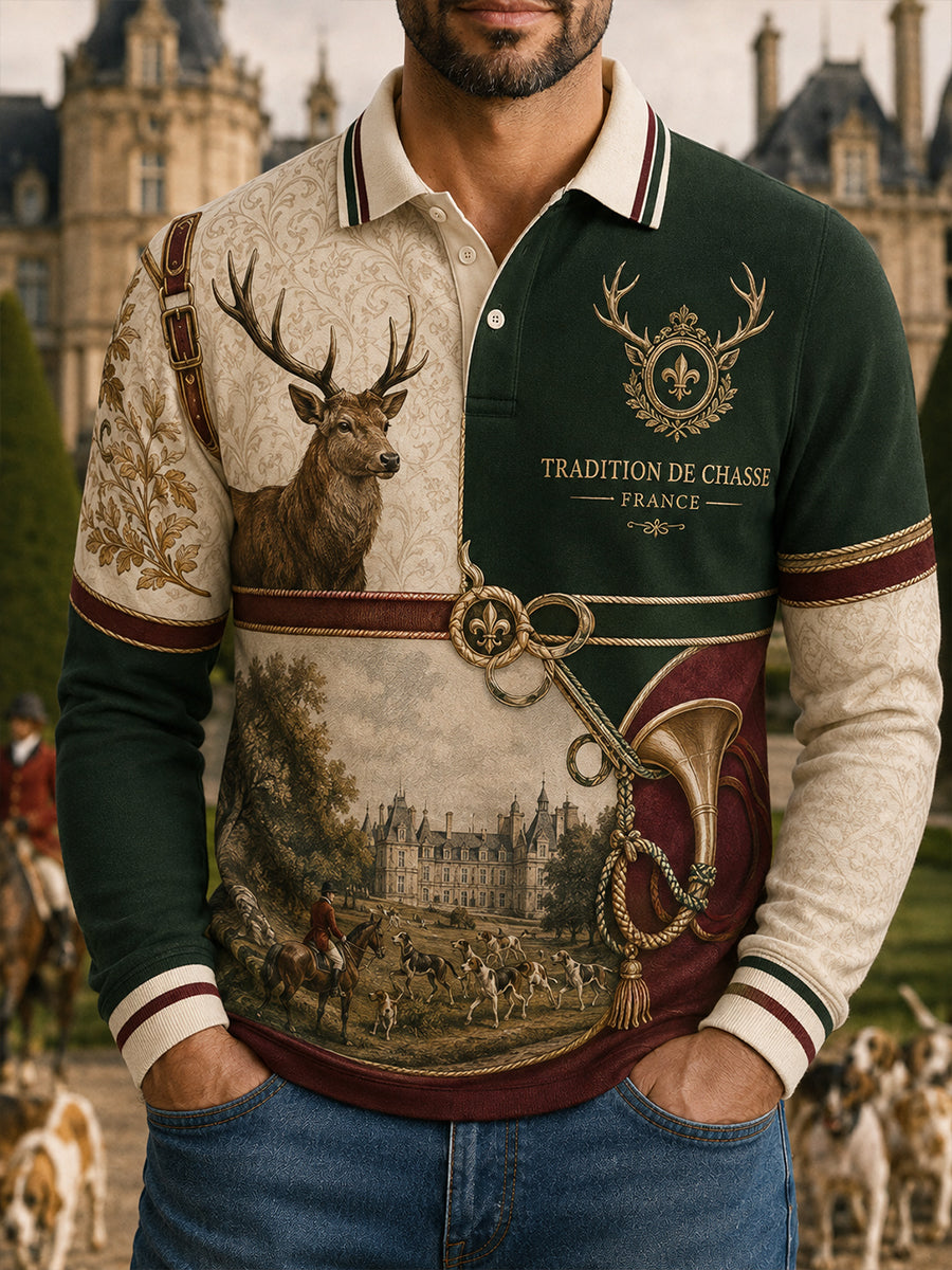 Chemise à manches longues pour la saison de chasse française, modèle homme